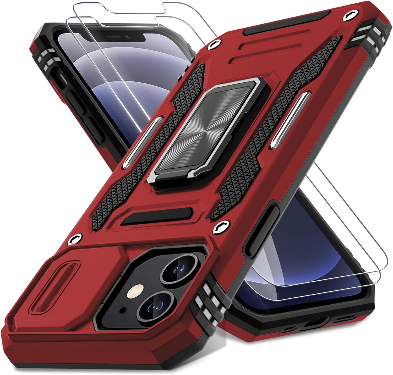 DEERLAMN for iPhone 12 Case,iPhone 12 Pro Case with Slide Camera Cover+Screen Pr...