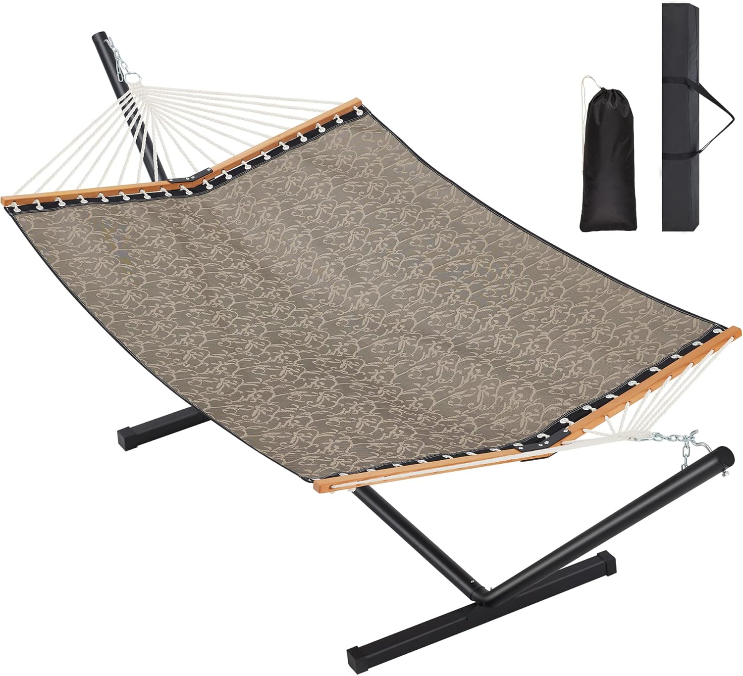 Two Person Hammock with Stand Heavy Duty, Outdoor Patio Hammock with Portable St...