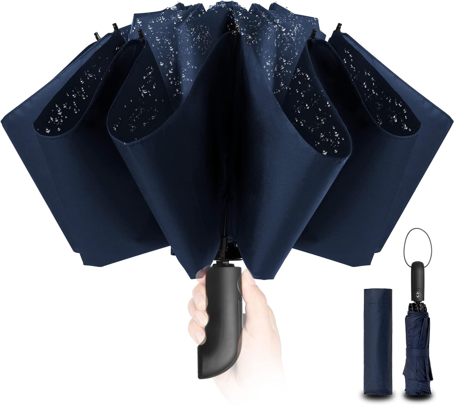 Compact Umbrella Windproof Strong - Automatic Windproof Inverted Umbrellas for M...
