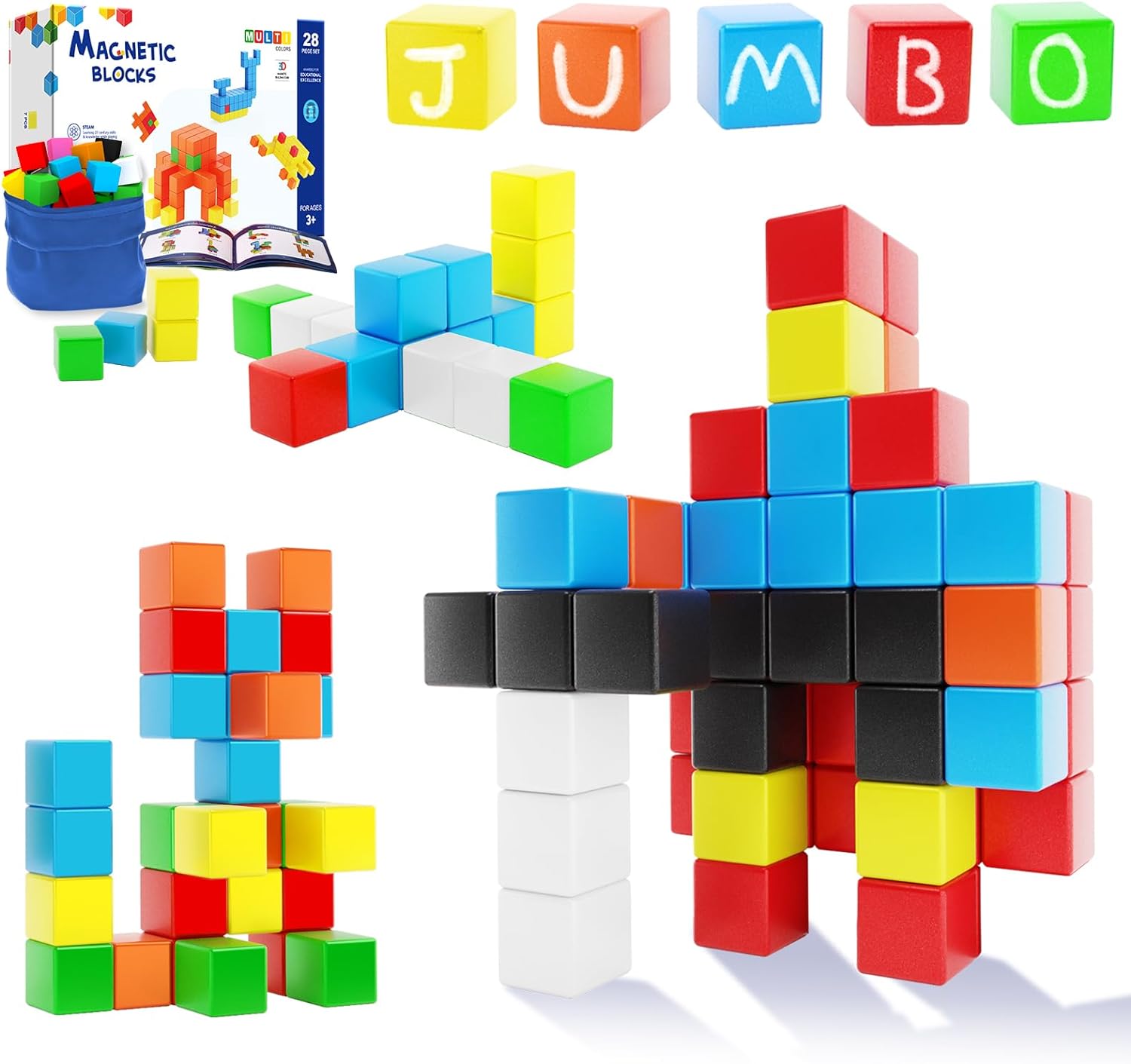 30pcs Magnetic Blocks-1.35 inch Large Magnet Cubes,Building STEM Preschool Learn...