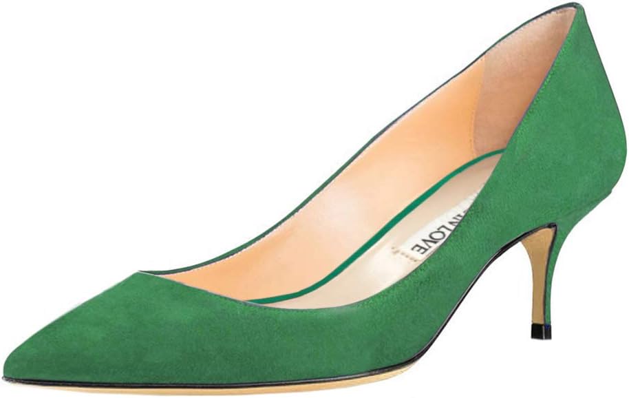 JOY IN LOVE Women's shoes Low Heels Pointy Toe Kitten Heel Daily Pumps 9 Suede-g...