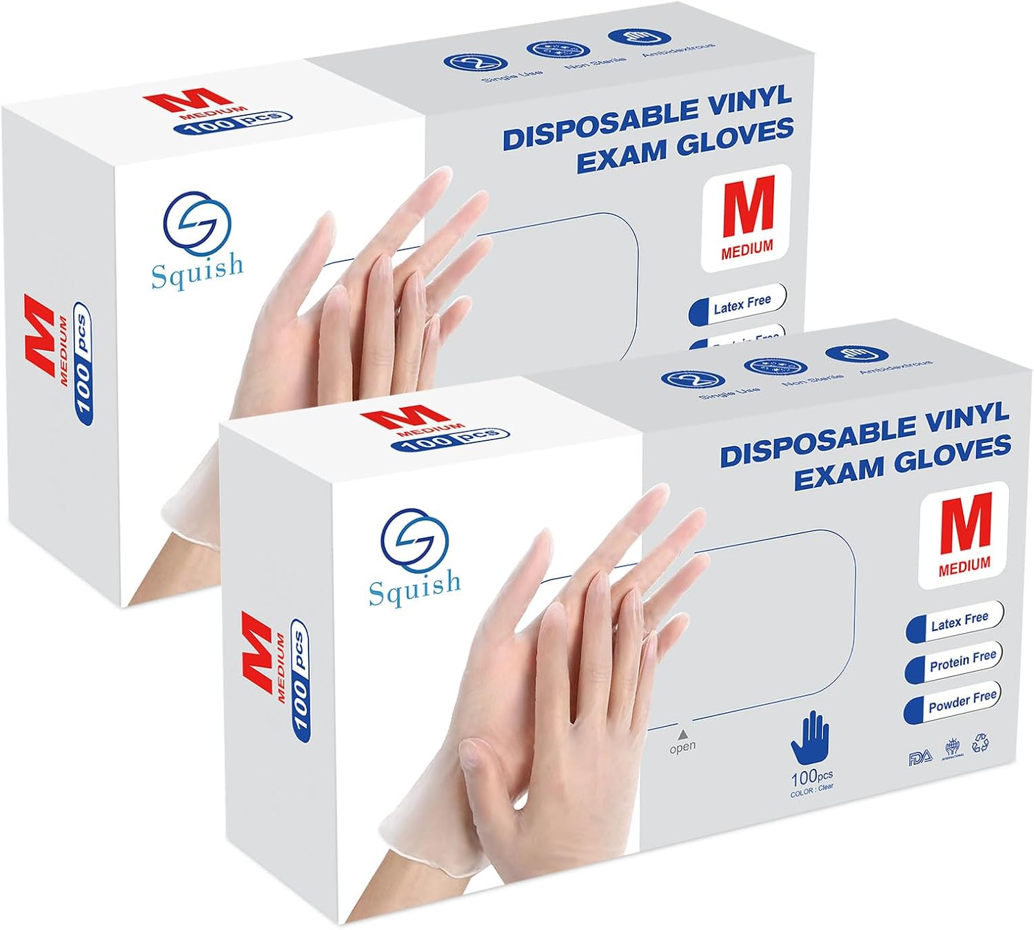 squish Disposable Gloves, Clear Vinyl Gloves Latex Free Powder-Free Glove Cleani...