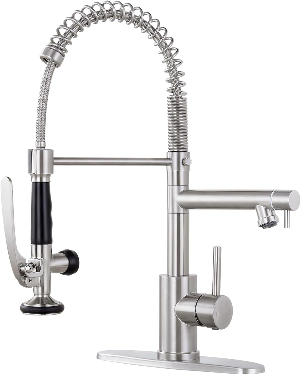 Qomolangma Commercial Kitchen Sink Faucet with Pull Down Sprayer, High Arch Spri...
