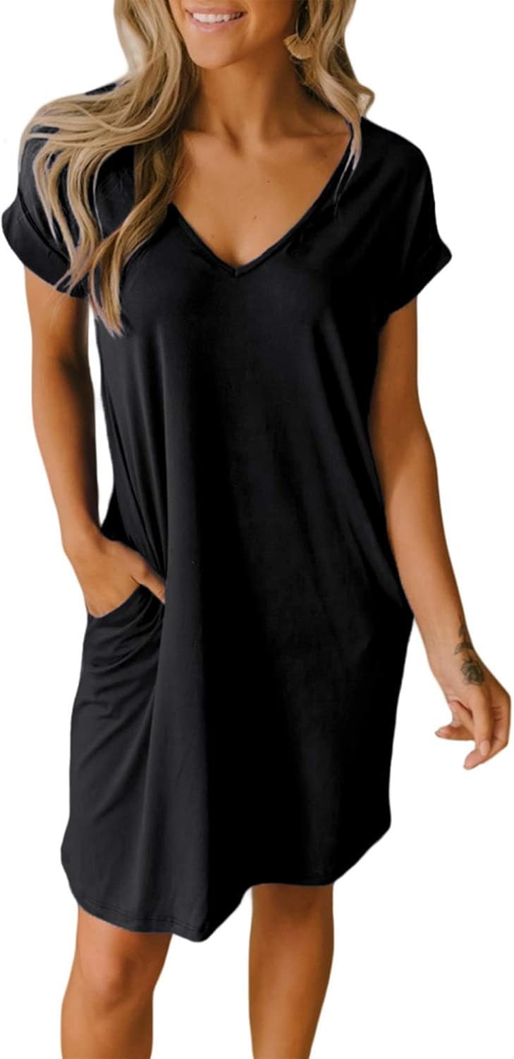 BTFBM Women V-Neck Short Sleeve Summer Dresses 202...