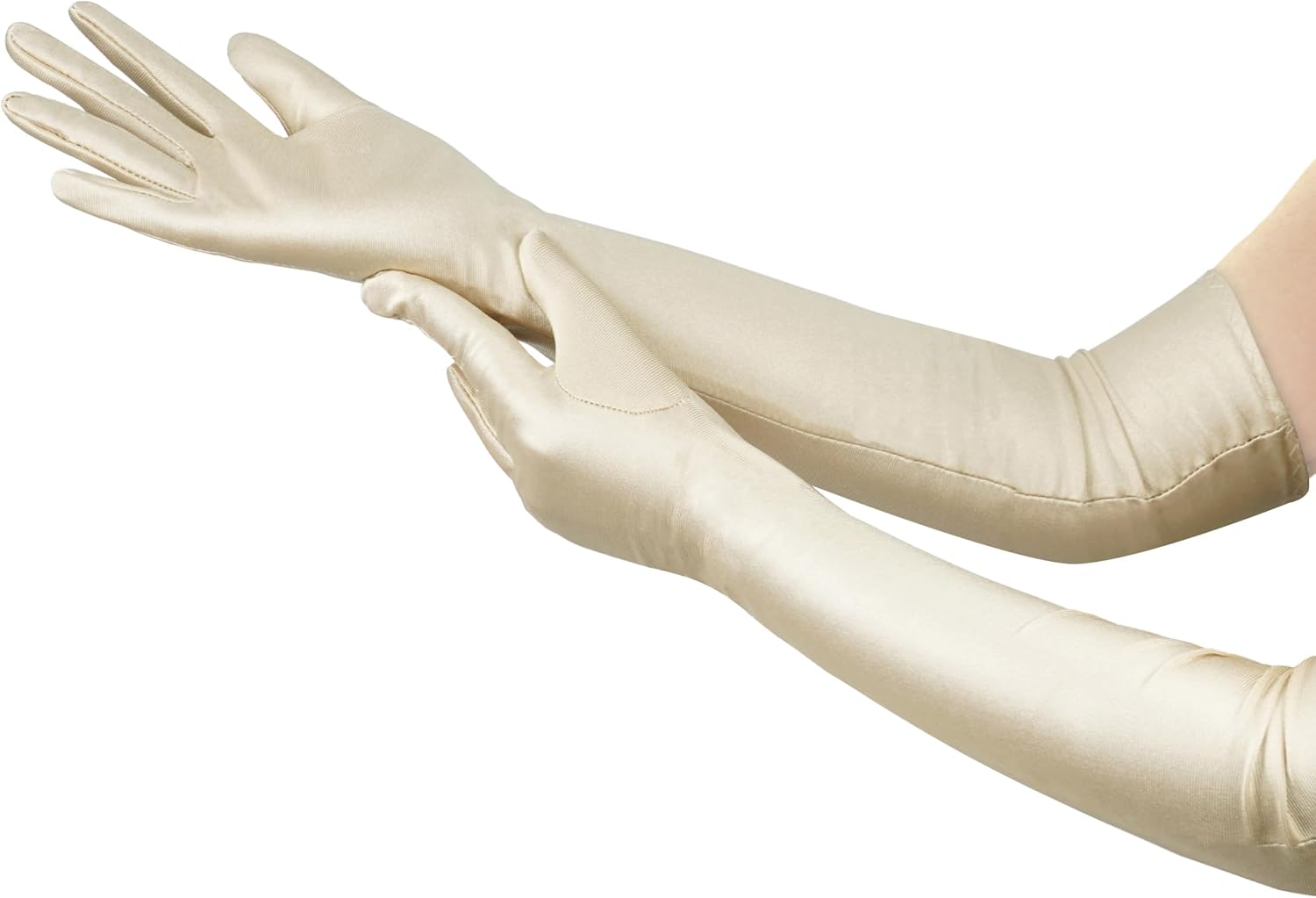 Nackiy Long Black Opera Gloves for Women, 1920s Satin Stretchy Elbow Length Part...