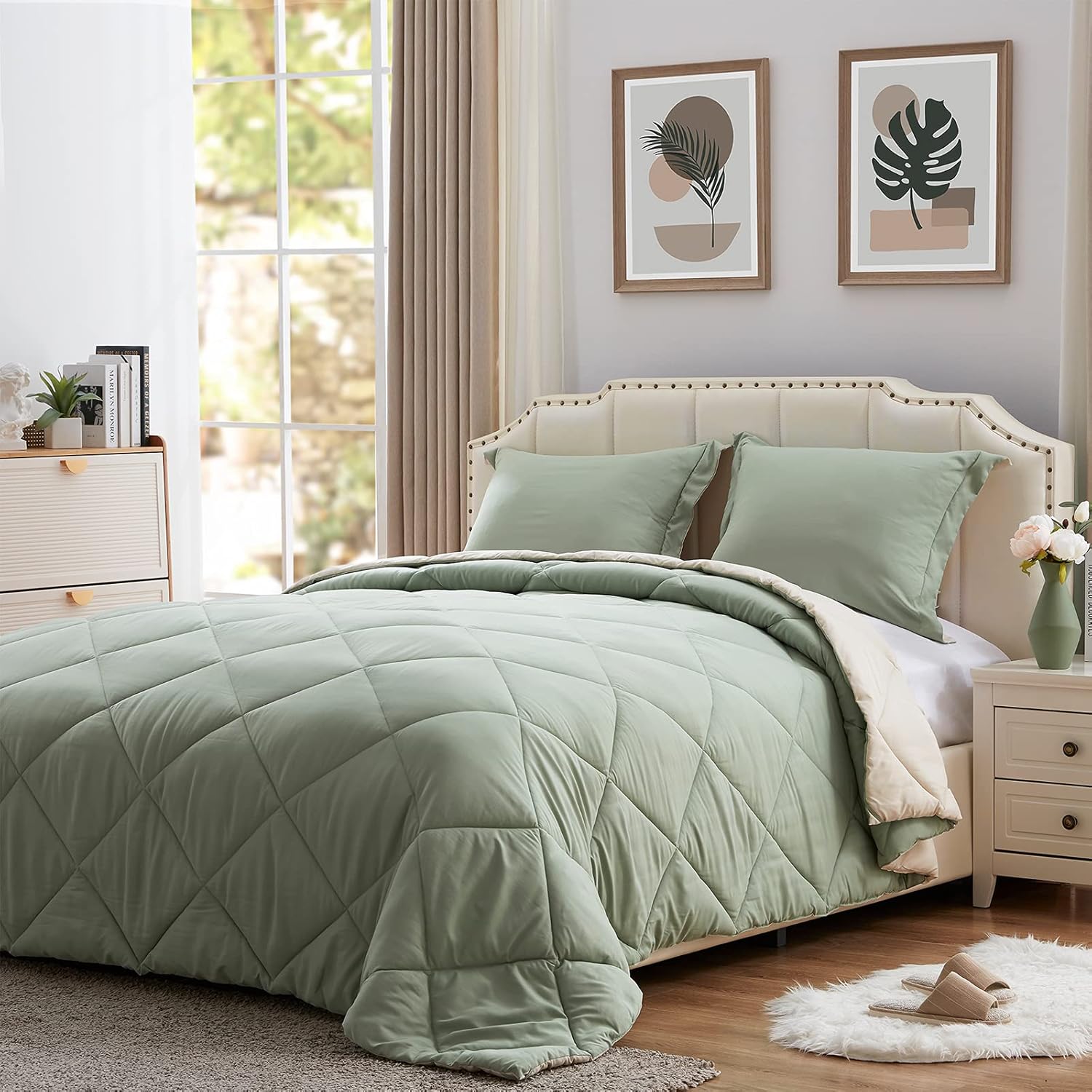 NexHome Lightweight Comforter Set King Size, Down Alternative Solid Comforter Se...