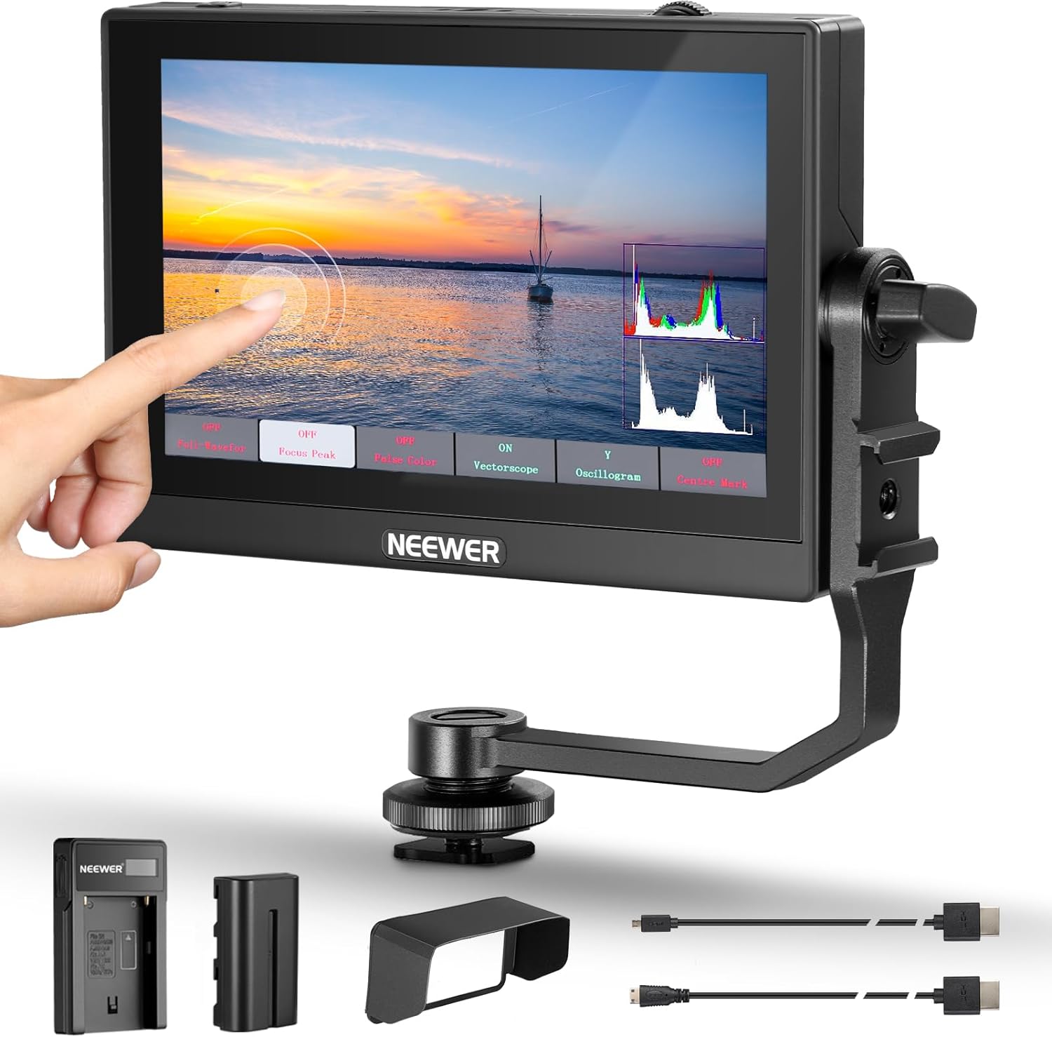 NEEWER F500 5.5 Inch Camera Field Monitor, HDR Touch Screen with 3D LUT, Wavefor...