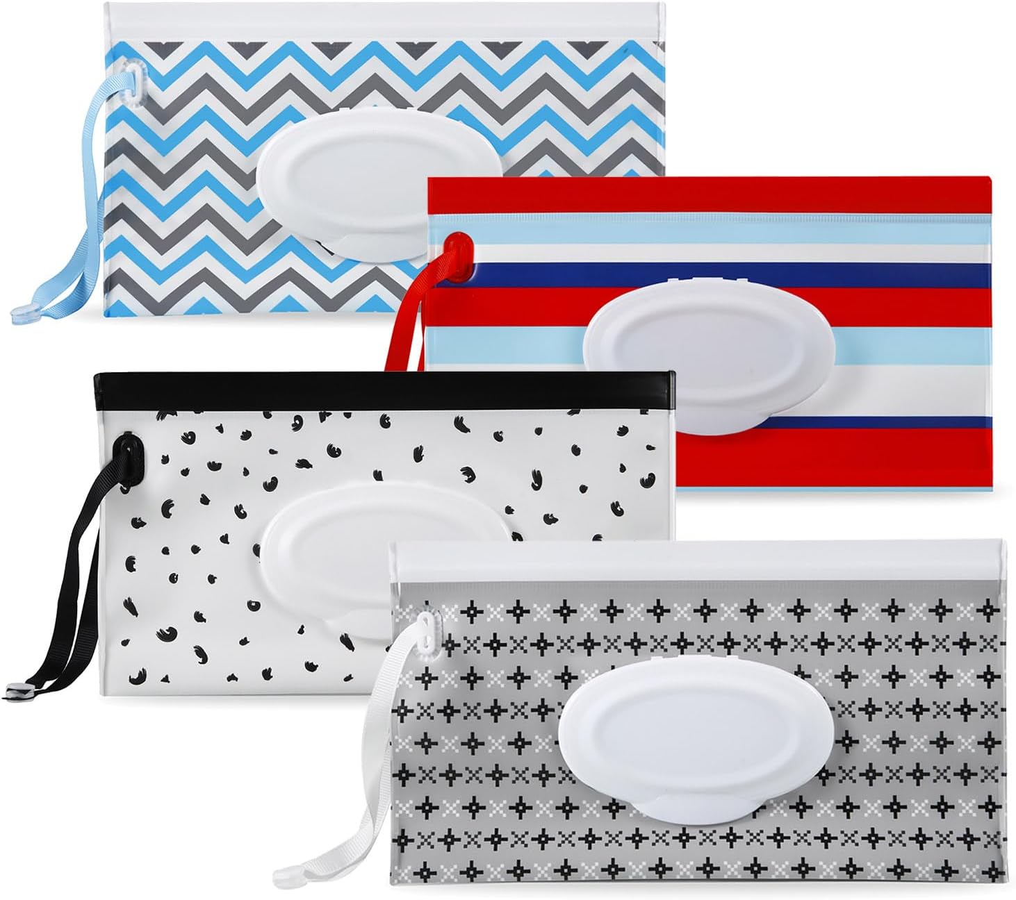 PandaEar 4 Pack Baby Wipe Dispenser, Reusable Nappy Bag Dispenser, Travel Wet Wi...