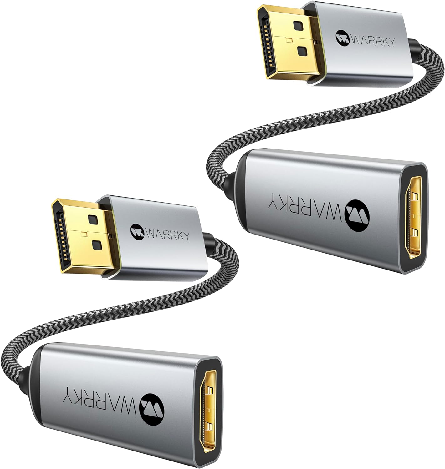 Warrky DisplayPort to HDMI Adapter 2-Pack (4K, UHD), [24K Gold-Plated, Slim Alum...