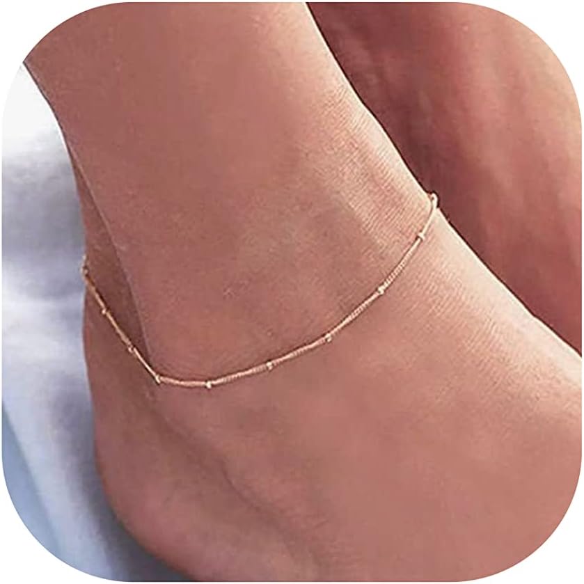 DEARMAY Gold Ankle Bracelets for Women, 14K Gold Anklets for Women Waterproof Cu...
