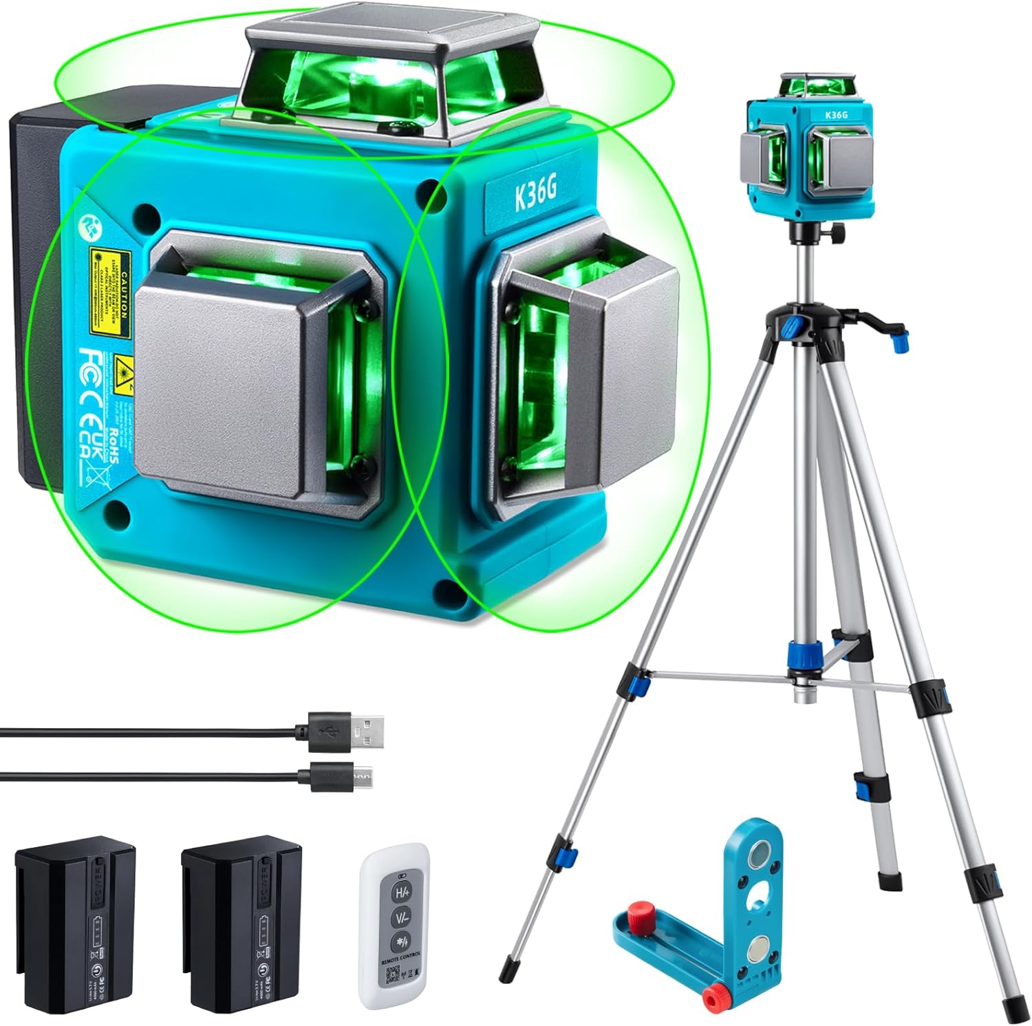 KEZERS Laser Level with Tripod,3 x 360 Self Leveling Laser Level, Green Laser Le...