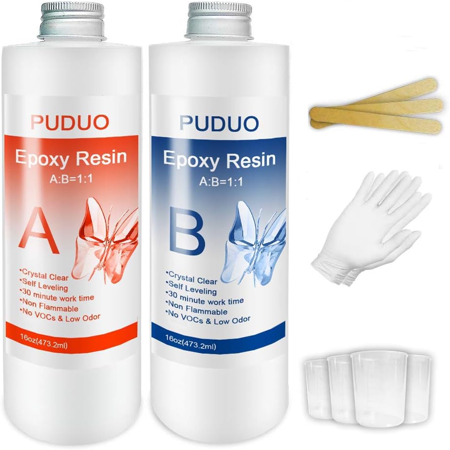 32 OZ Epoxy Resin Clear for Resin Molds, Resin Epoxy Starter Kit, 2 Part Resin f...