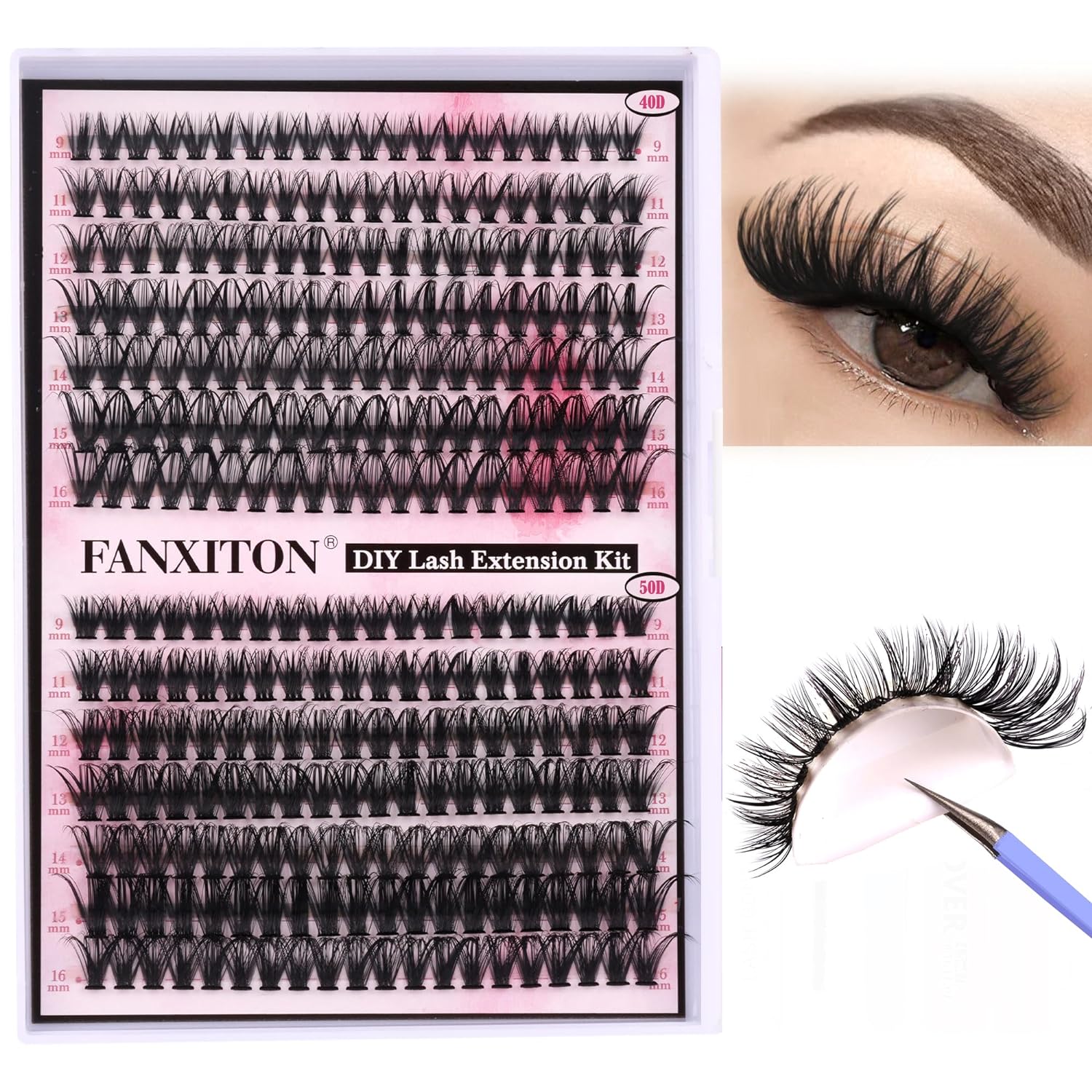 Cluster Lashes 280pcs Lash Clusters D Curl Volume Eyelashes Extensions 9-16mm Mi...