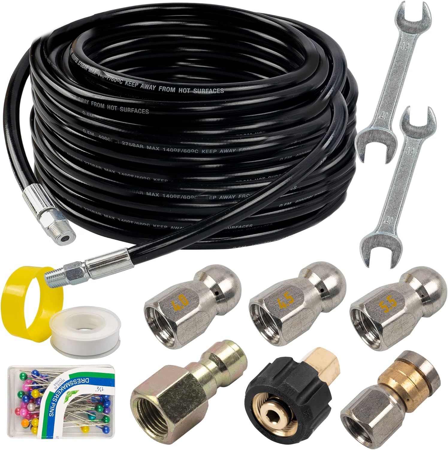 Hourleey Sewer Jetter Kit for Pressure Washer 50FT, Drain Cleaner Hose 1/4 Inch...