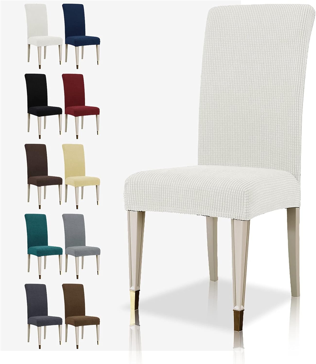 MAXIJIN Super Stretch Dining Room Chair Cover Jacquard Spandex Dining Parsons Ch...