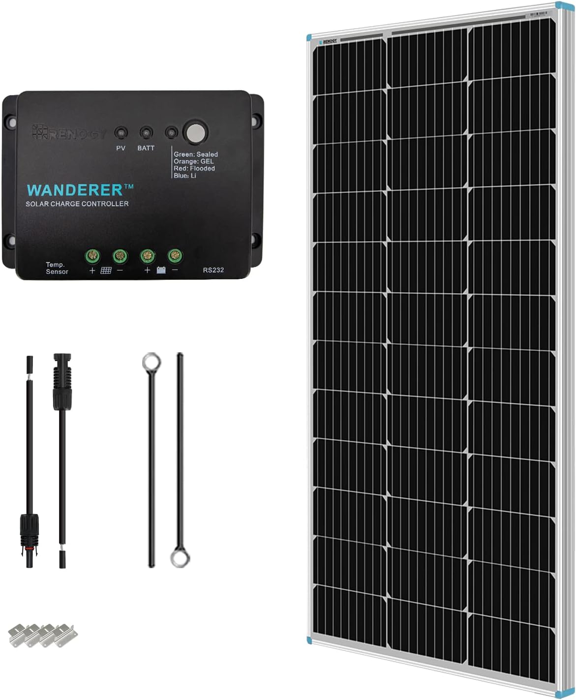 Renogy 100W Solar Panel Kit with 30A Solar Charge Controller, 12V Solar Kit for...