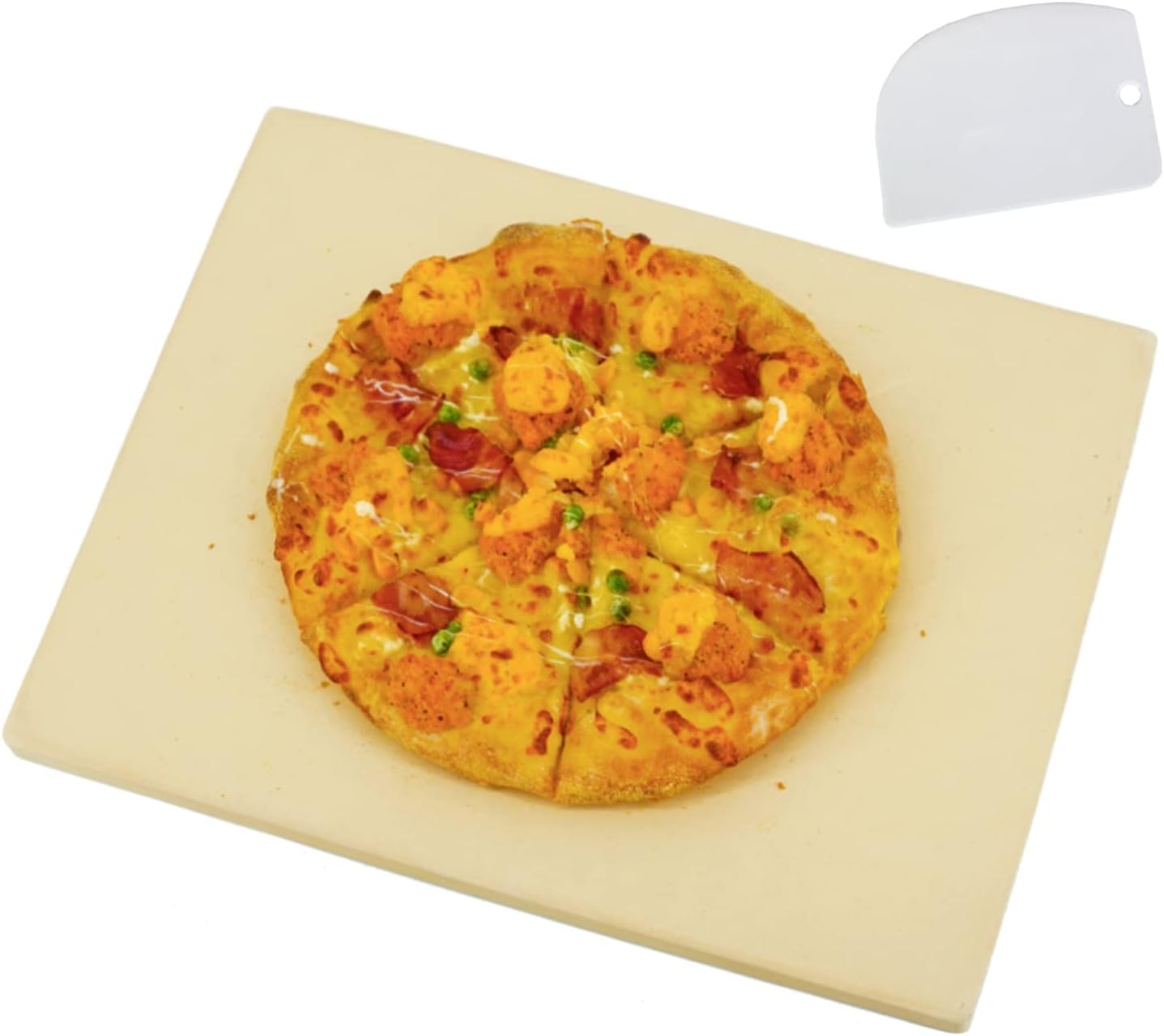 Pizza Stone for Oven and Grill Rectangular, Large Cooking Stone Includes Free Pl...