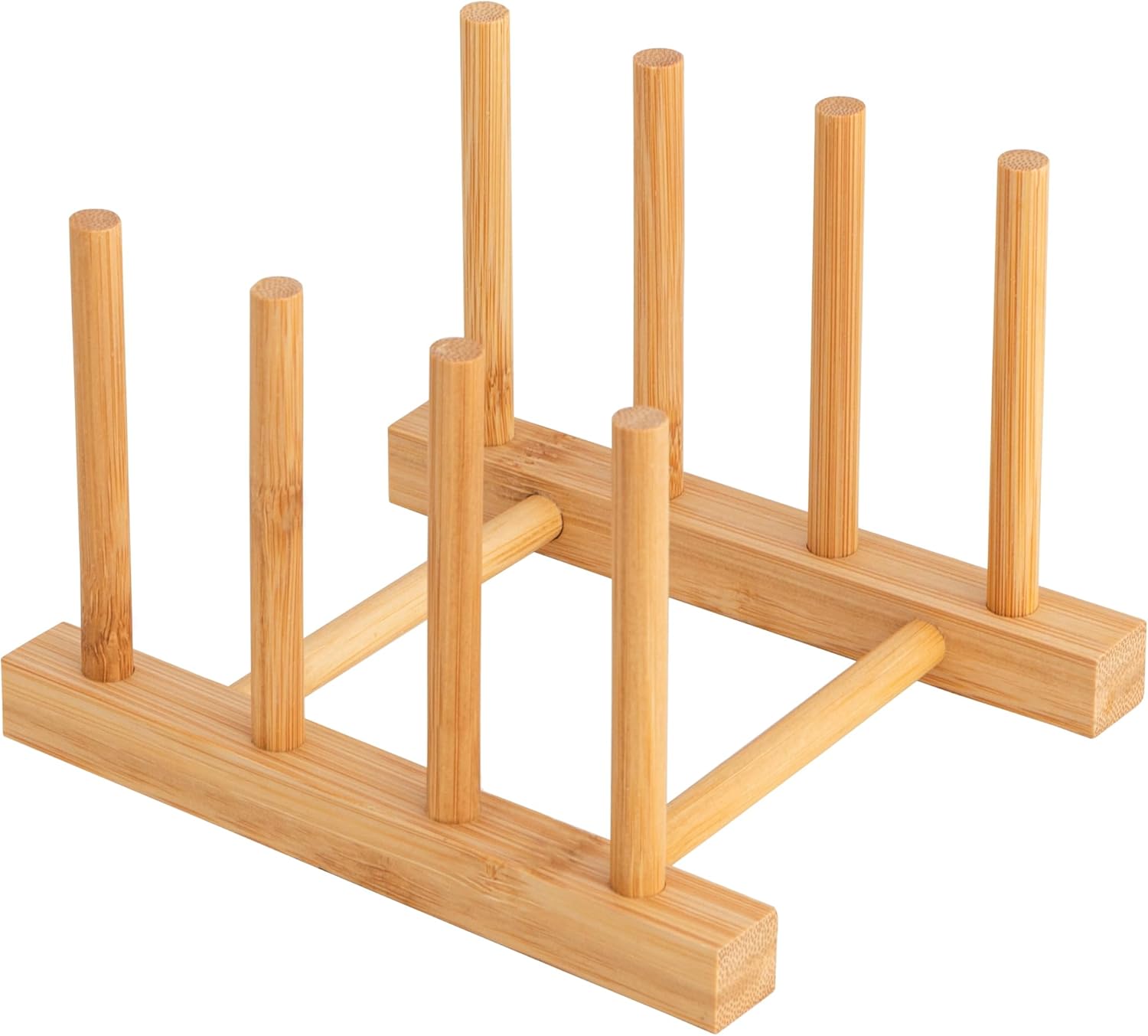 HBlife Bamboo Dish Plate Bowl Cup Book Pot Lid Cutting Board Drying Rack Stand D...