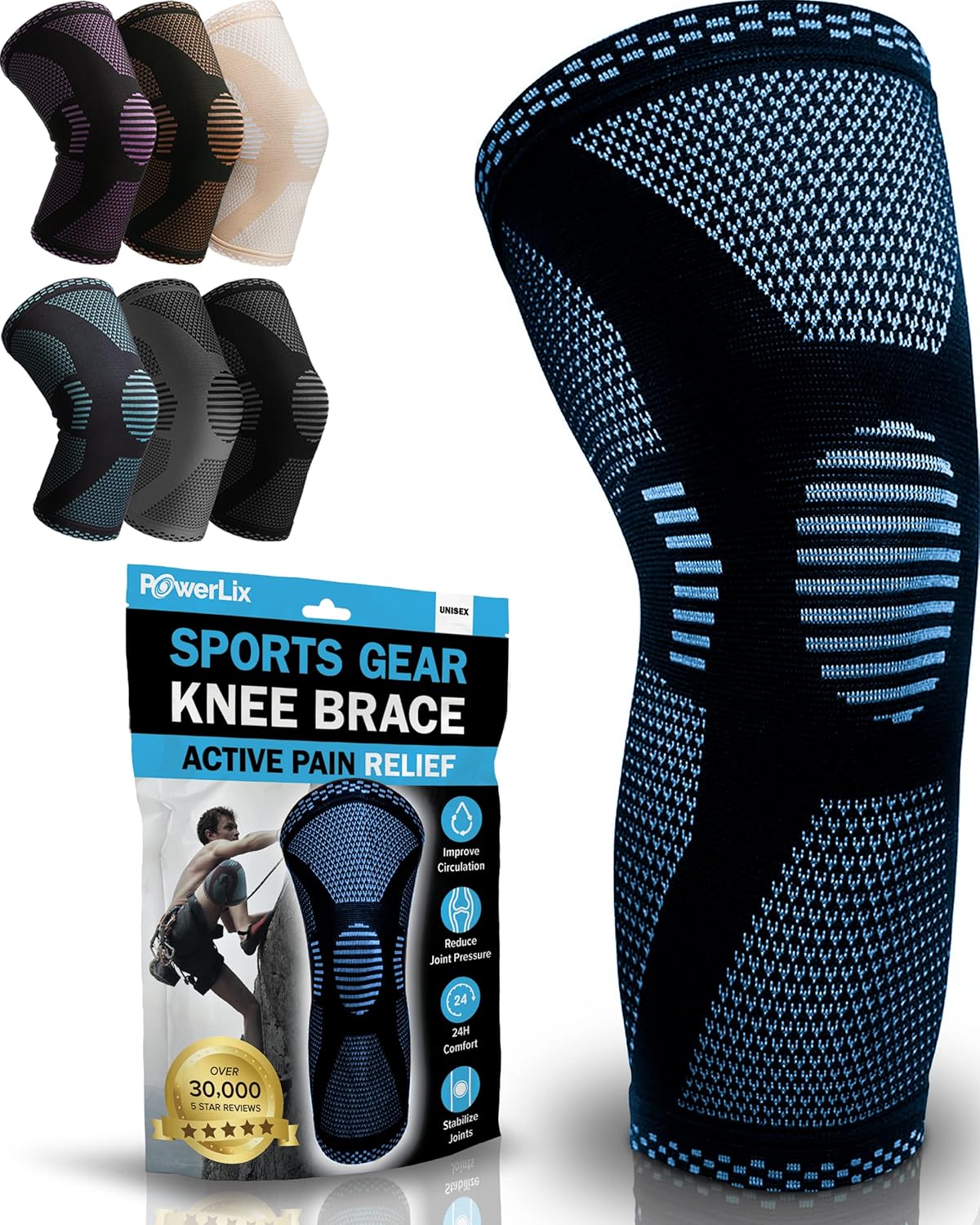 POWERLIX Knee Compression Sleeve - Best Knee Brace for Knee Pain for Men & Women...