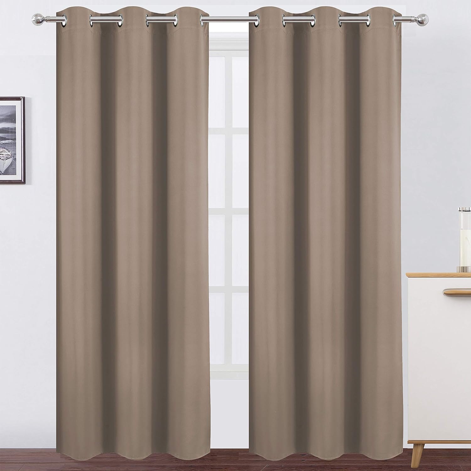 LEMOMO Cappuccino Thermal Blackout Curtains/38 x 84 Inch/Set of 2 Panels Room Da...