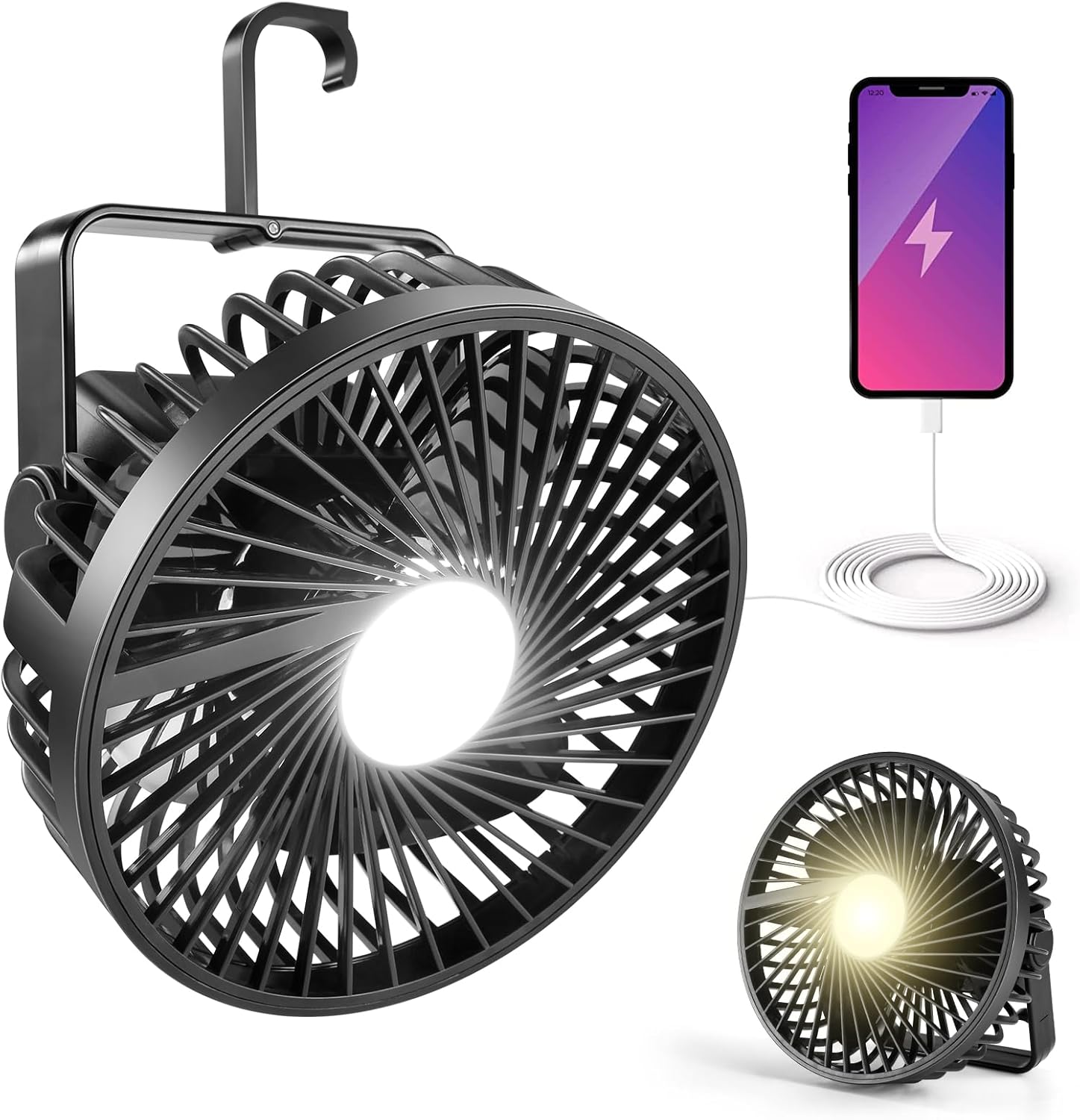 Odoland Camping Fan with LED Lantern, Rechargeable...