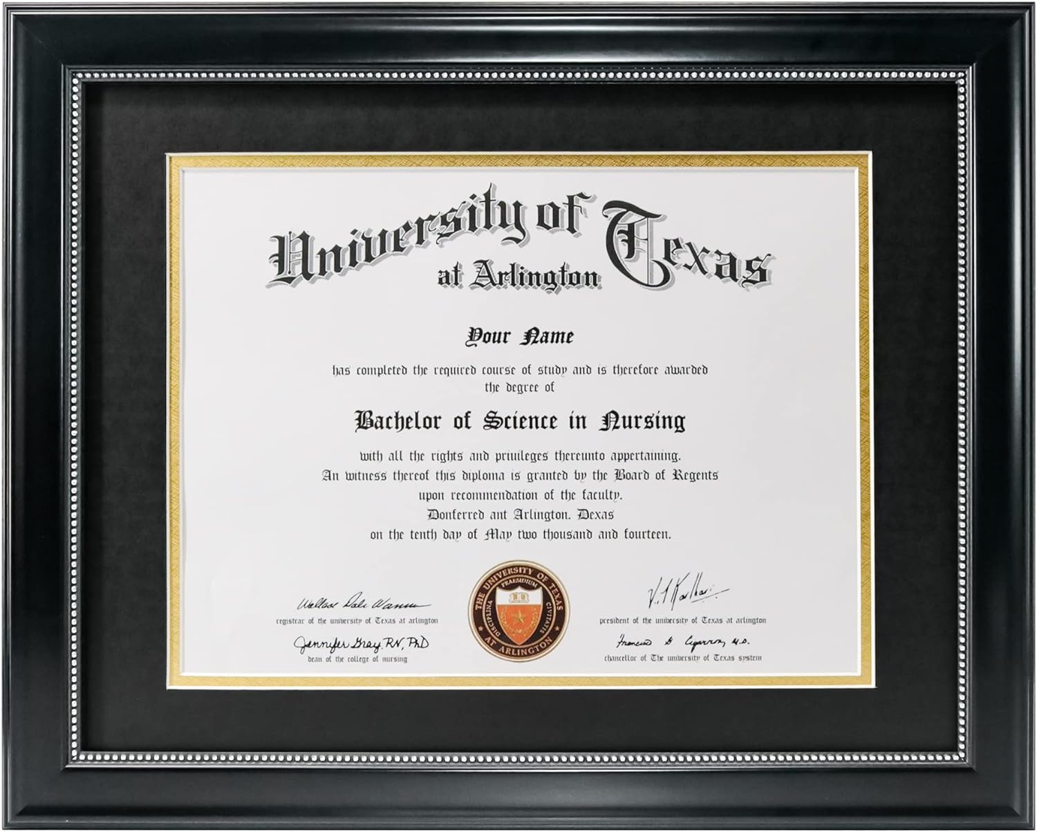 GraduationMall 8.5x11 Diploma Frame with Black over Gold Mat or Display 11x14 Do...