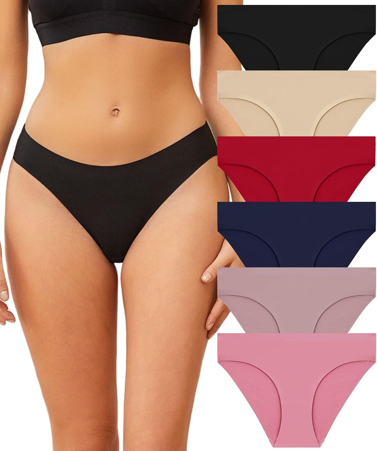 Seamless Underwear for Women Soft No Show Panties Sexy High Cut Invisible Hipste...