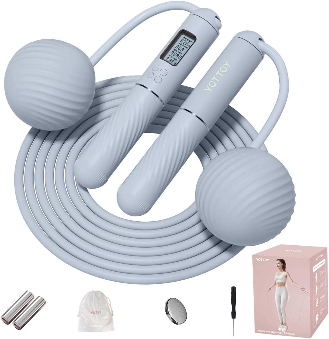 Cordless Jump Rope with Counter - Ropeless Jump Rope 2 In 1 with Large Cordless...