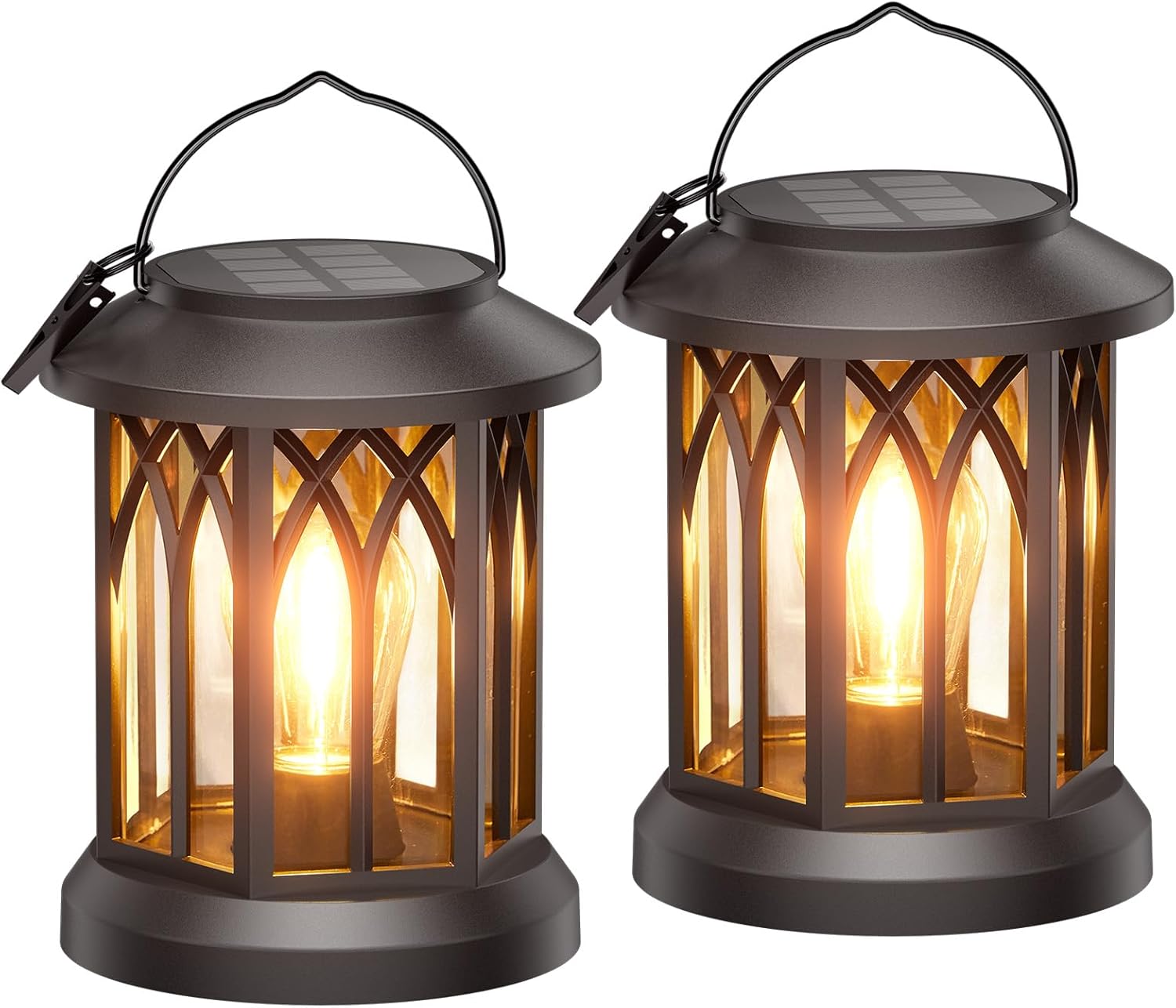 KOOPER Solar Lights Outdoor Garden, 2 Pack Hanging Solar Garden Lanterns with LE...