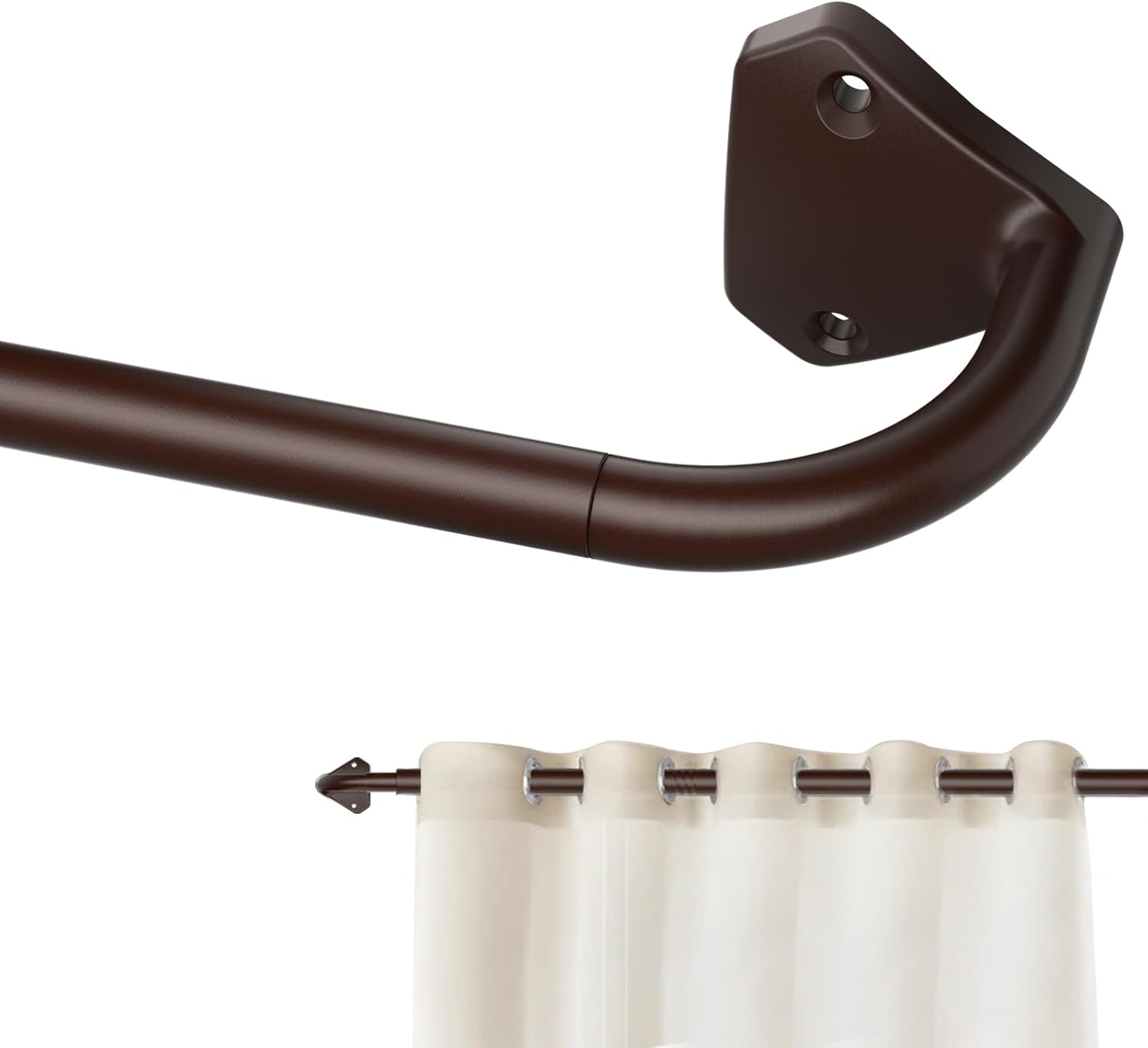 Bronze Wrap Around Curtain Rods for Windows 66 to 120 inch, 5/8 inch Industrial...