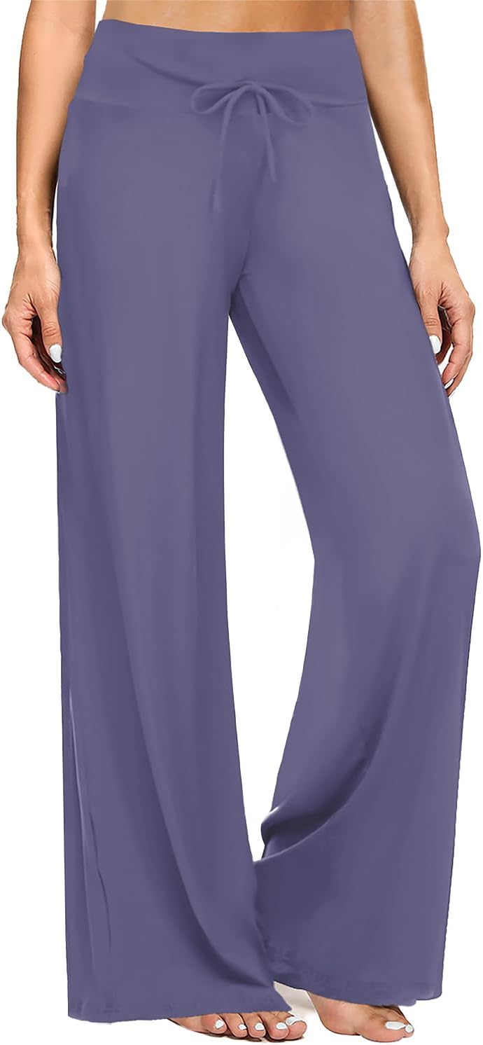 ZOOSIXX Soft Black Pajama Pants for Women, Wide Leg Comfy Casual Lounge Yoga Cap...
