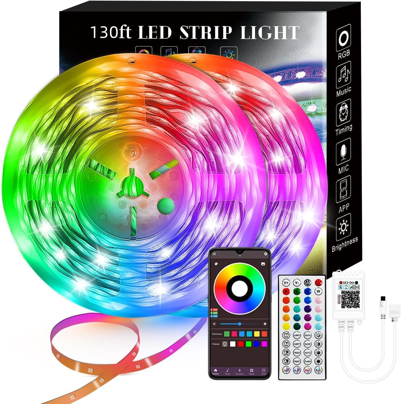 130Ft Led Strip Lights (2 Rolls of 65ft), Music St...