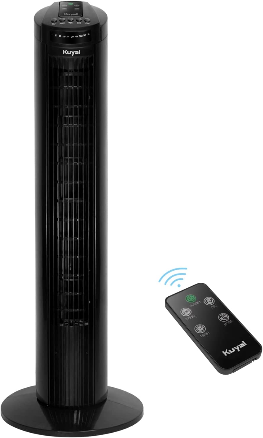 Kuyal Tower Fan, 29-Inch Quiet Oscillating Fan, 3 Speed Control, Compact and Spa...