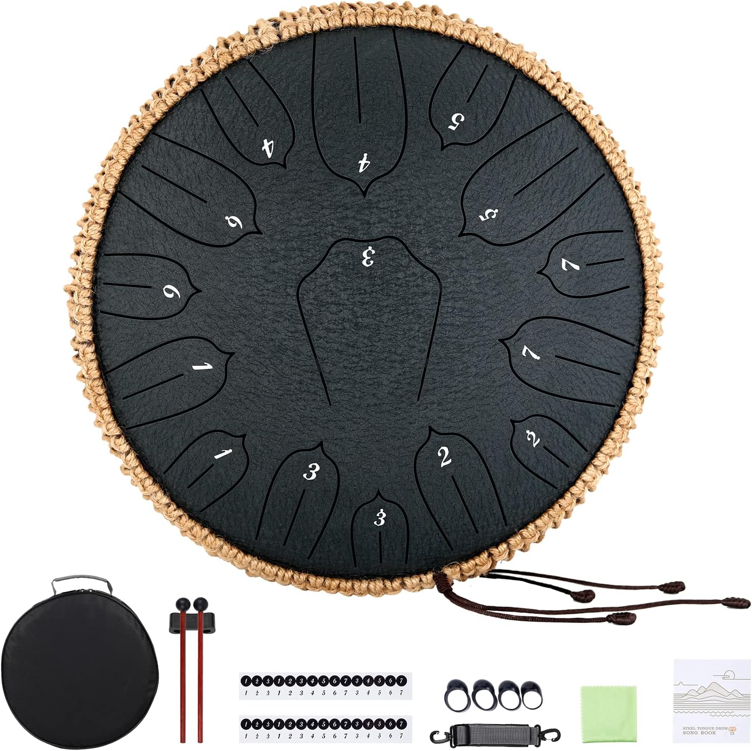 Musfunny Steel Tongue Drum 12 inch 15 Notes Handpan Drum D-Key Percussion Instru...