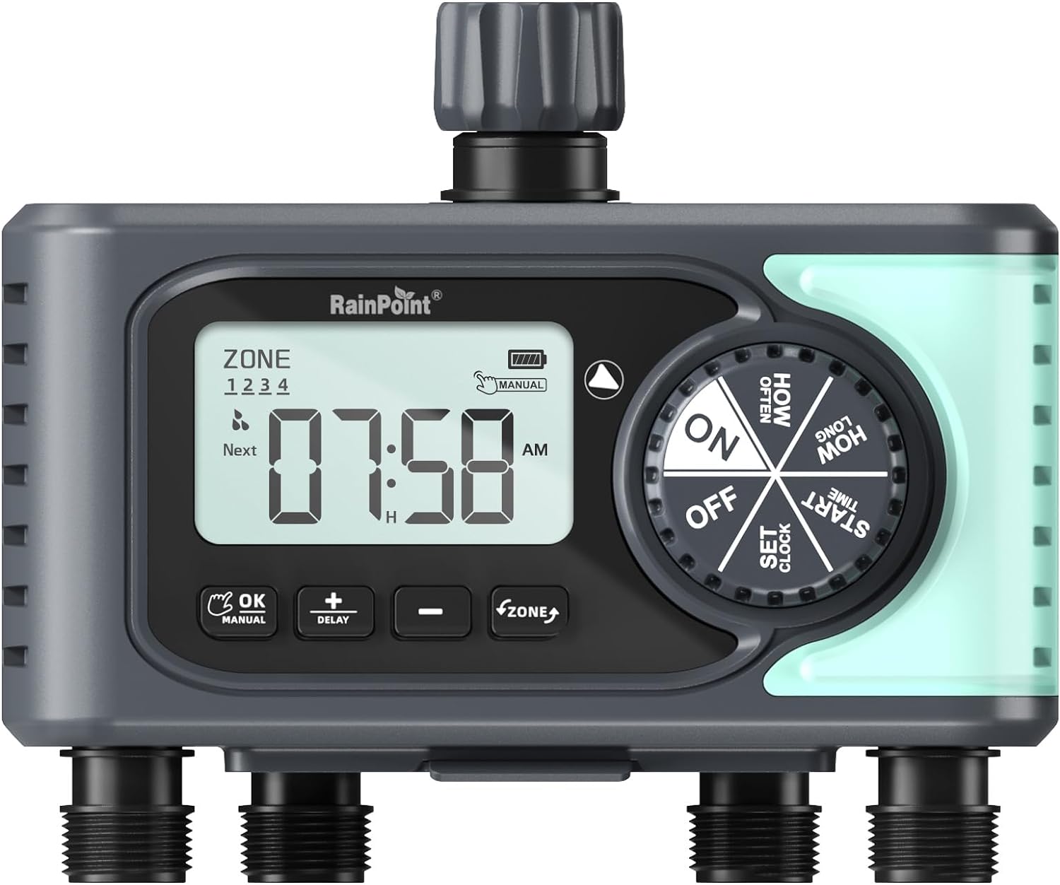 RAINPOINT Sprinkler Timer, 4 Outlets Hose Timers, 4 Zone Water Timer for Waterin...