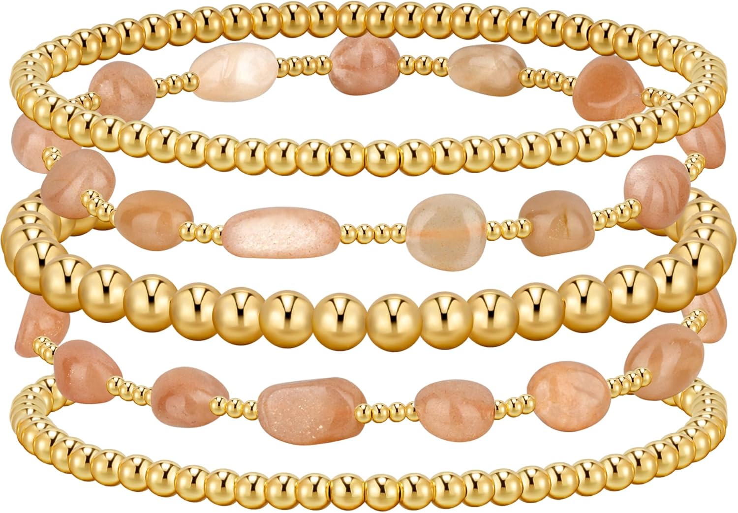 adoyi Gold Bracelets for Women Beaded Bracelet 14K Gold Plated Bracelet Stack St...
