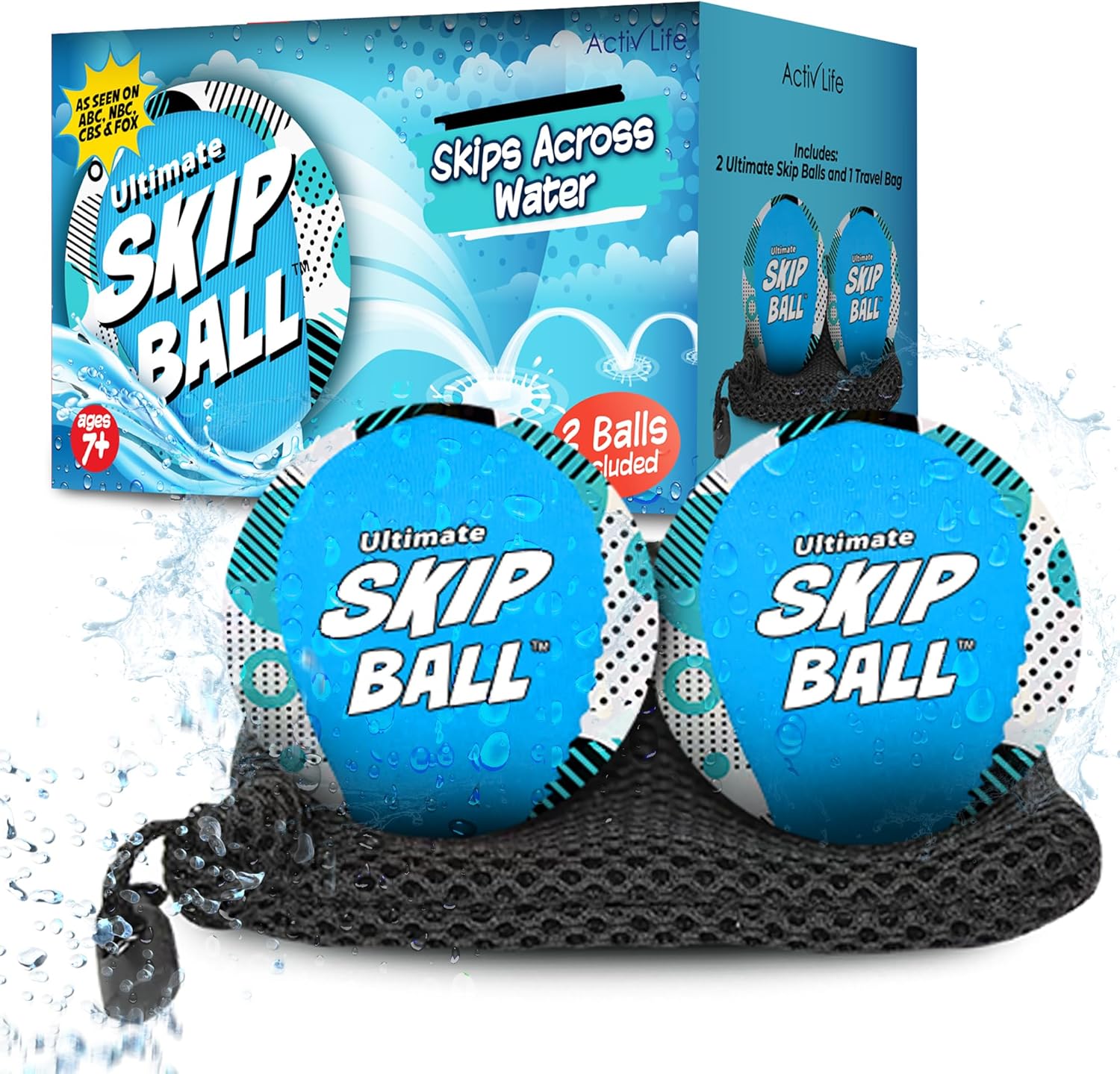 Activ Life The Ultimate Skip Ball – Water Bouncing Ball (2 Pack) Create Lasting...