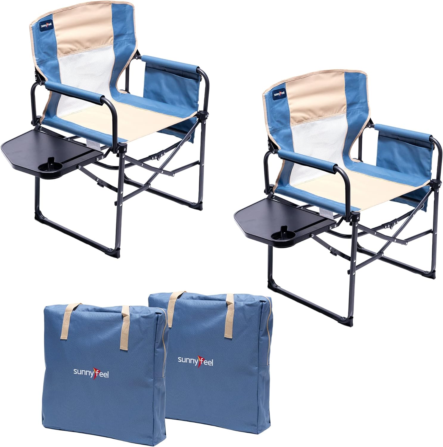 SUNNYFEEL Camping Directors Chair, Heavy Duty,Oversized Portable Folding Chair w...