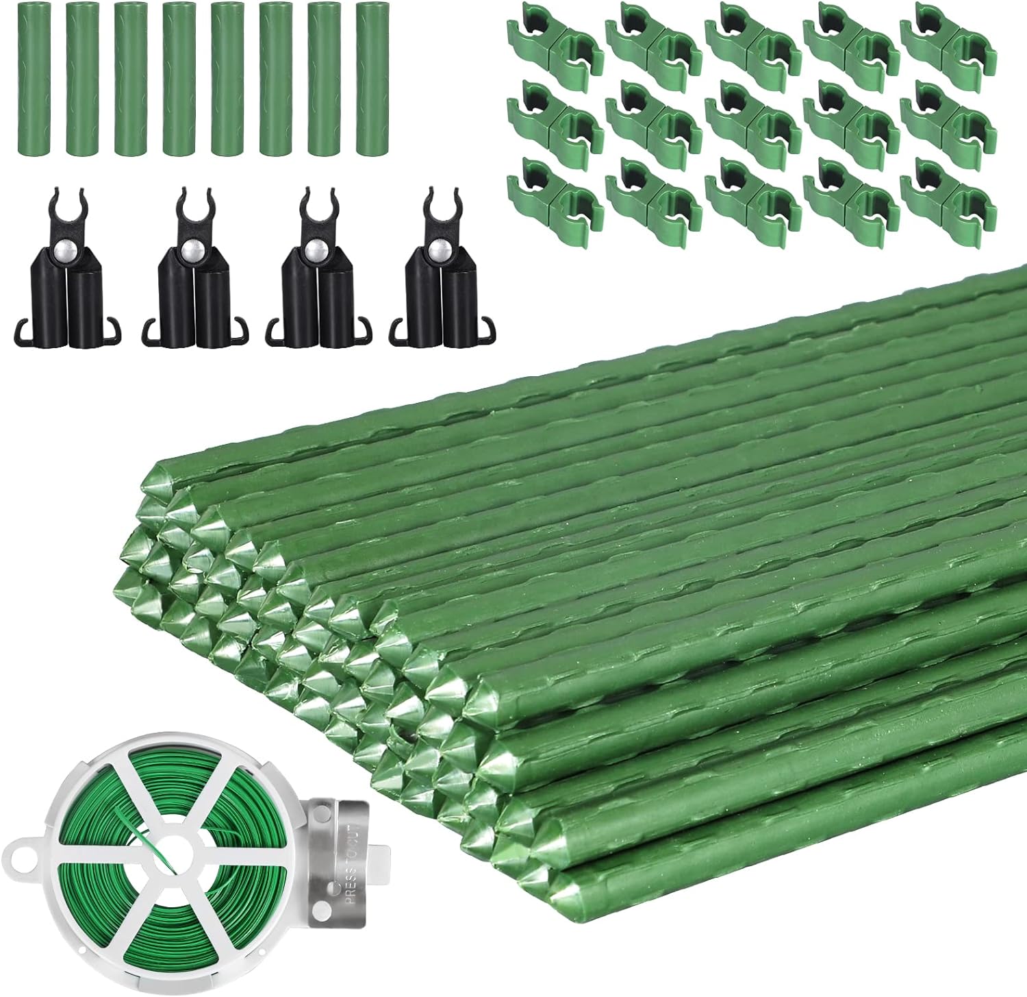 Garden Stakes 60 Pack, 16 Inch Each, DIY 3ft 4ft 5ft 6ft 7ft Sturdy Steel Plant...