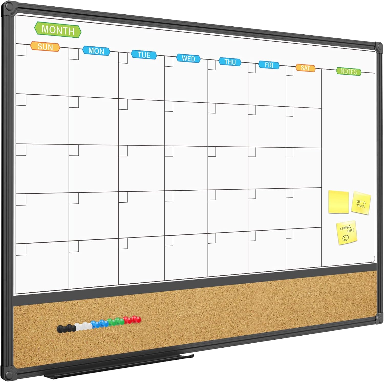 JILoffice Magnetic Calendar Whiteboard & Bulletin Corkboard Combination, Combo B...