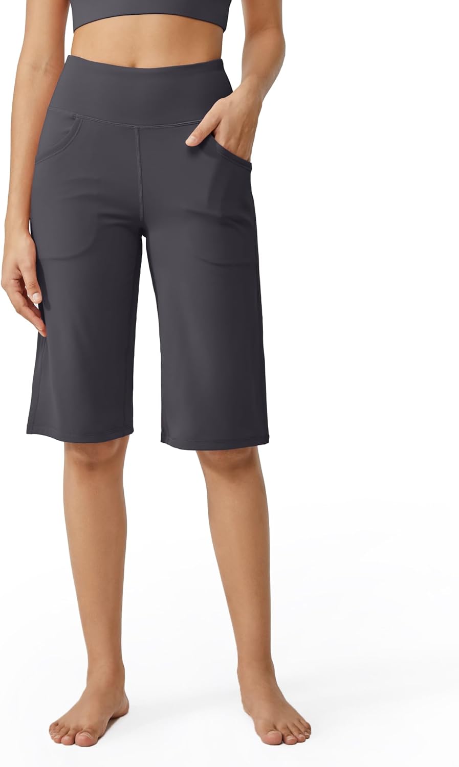 Promover Capri Pants for Women Wide Leg Yoga Cropped Pants with Pockets Loose Ca...