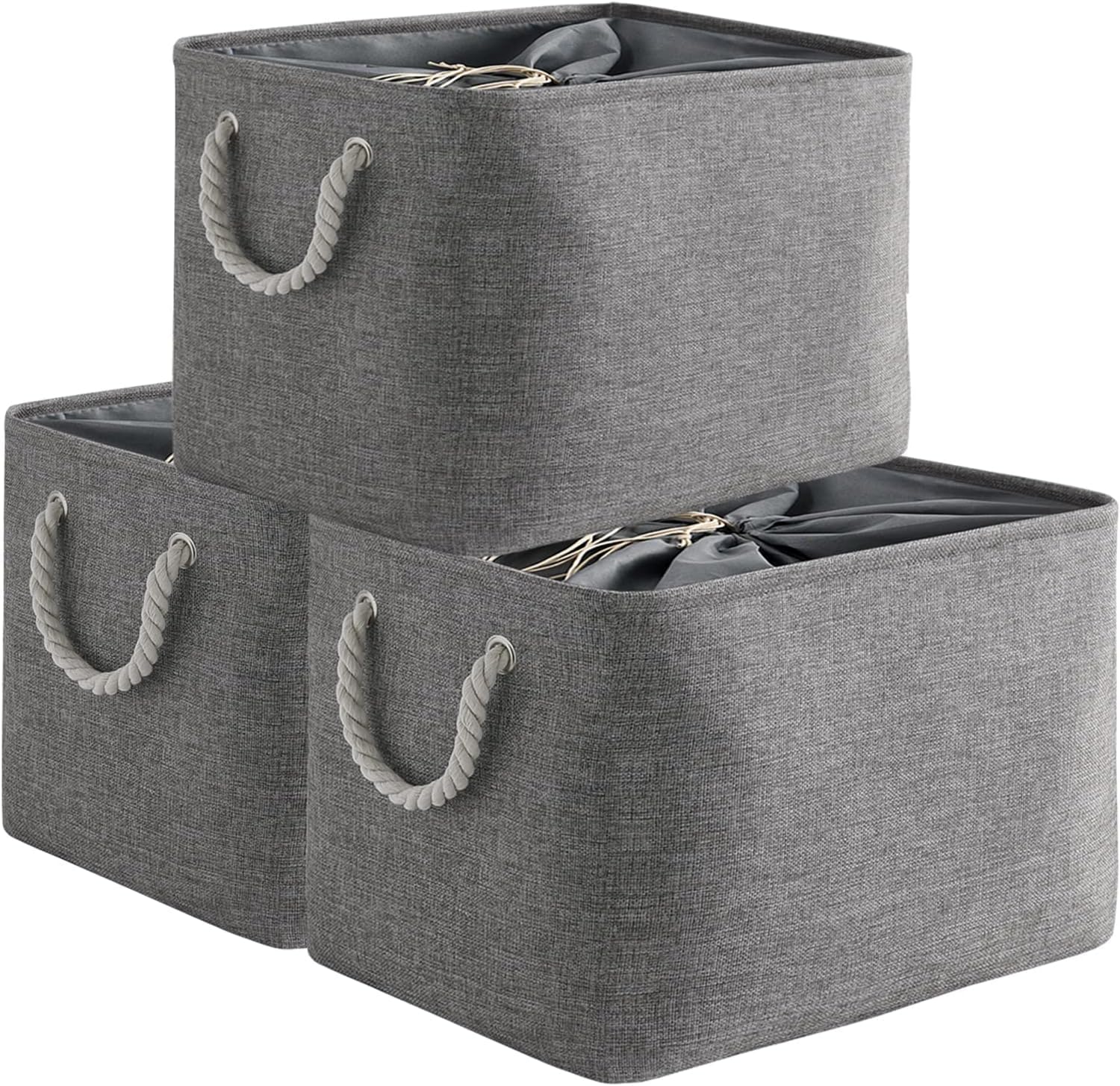 TheWarmHome Storage Basket for Organizing - 16x12x12 inch 3 Pack Fabric Storage...
