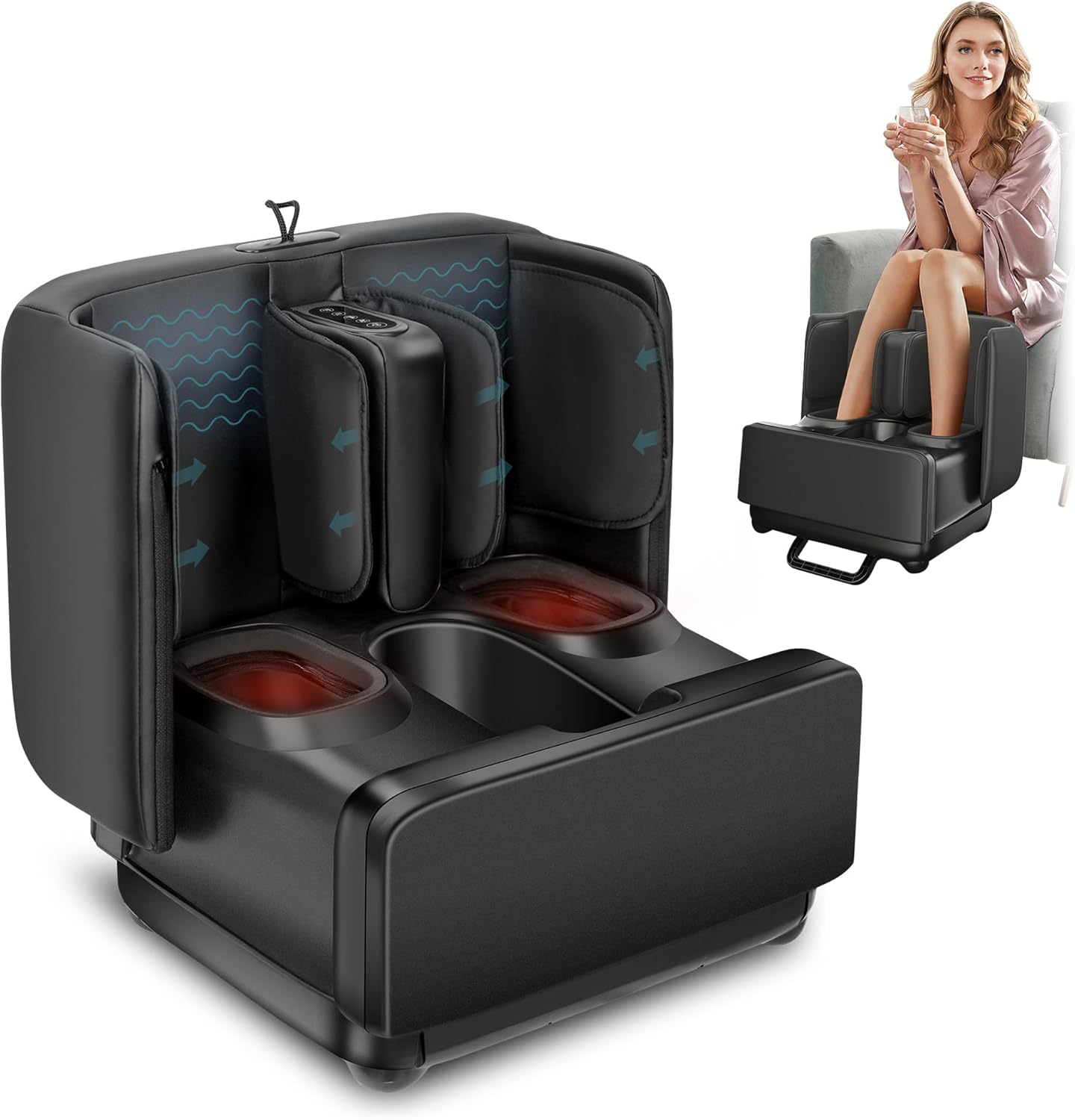 Snailax Shiatsu Foot Massager with Heat, Ottoman Rest, Foot Calf Massage Machine...