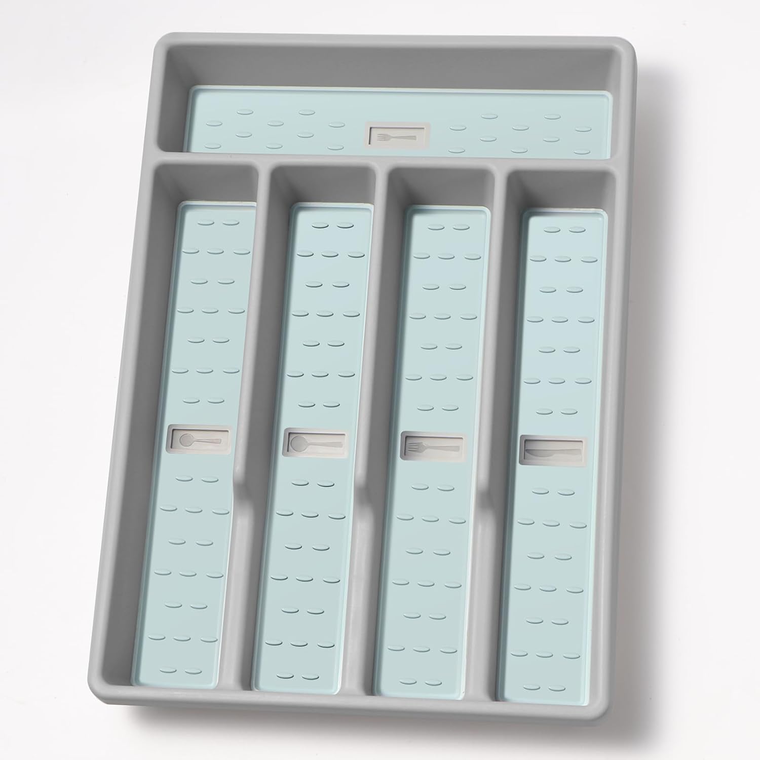Silverware Organizer with Cutlery Icons，Silverware Tray for Kitchen Drawer，Pla...