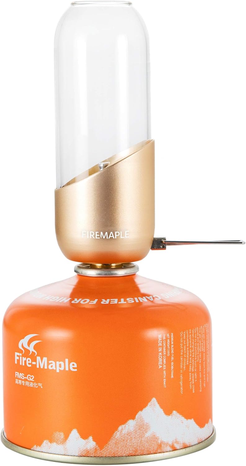 Fire-Maple Orange Camping Gas Lantern | Glass, Steel & Aluminum | Propane or Iso...