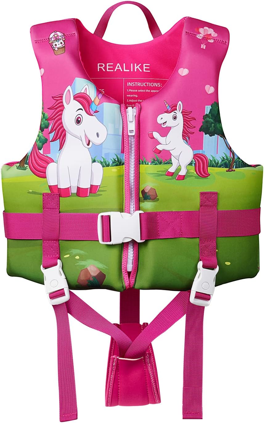 REALIKE Kids Swim Vest Toddler Floaties Adjustable Safety Strap Swimming Aids fo...