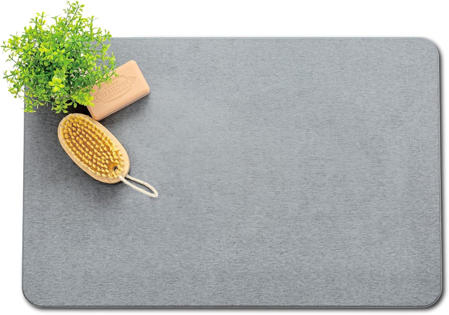 Stone Bath Mat, Non-Slip Natural Diatomaceous Earth Bath Mat, 23.5" x 15.5" Supe...