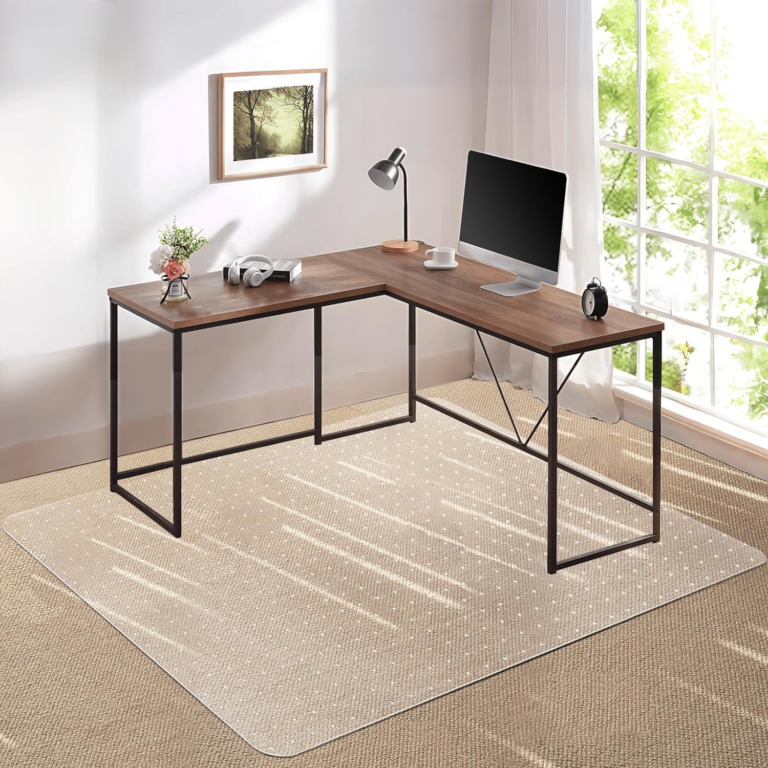 Kuyal Desk Chair Mat for Carpet, 51'' x 63'' Rectangle Transparent Mats for Chai...