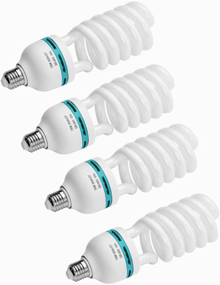 Andoer 4 x CFL Daylight White 135W 5500K CRI90, E27 Energy Saving Light Bulb Sof...