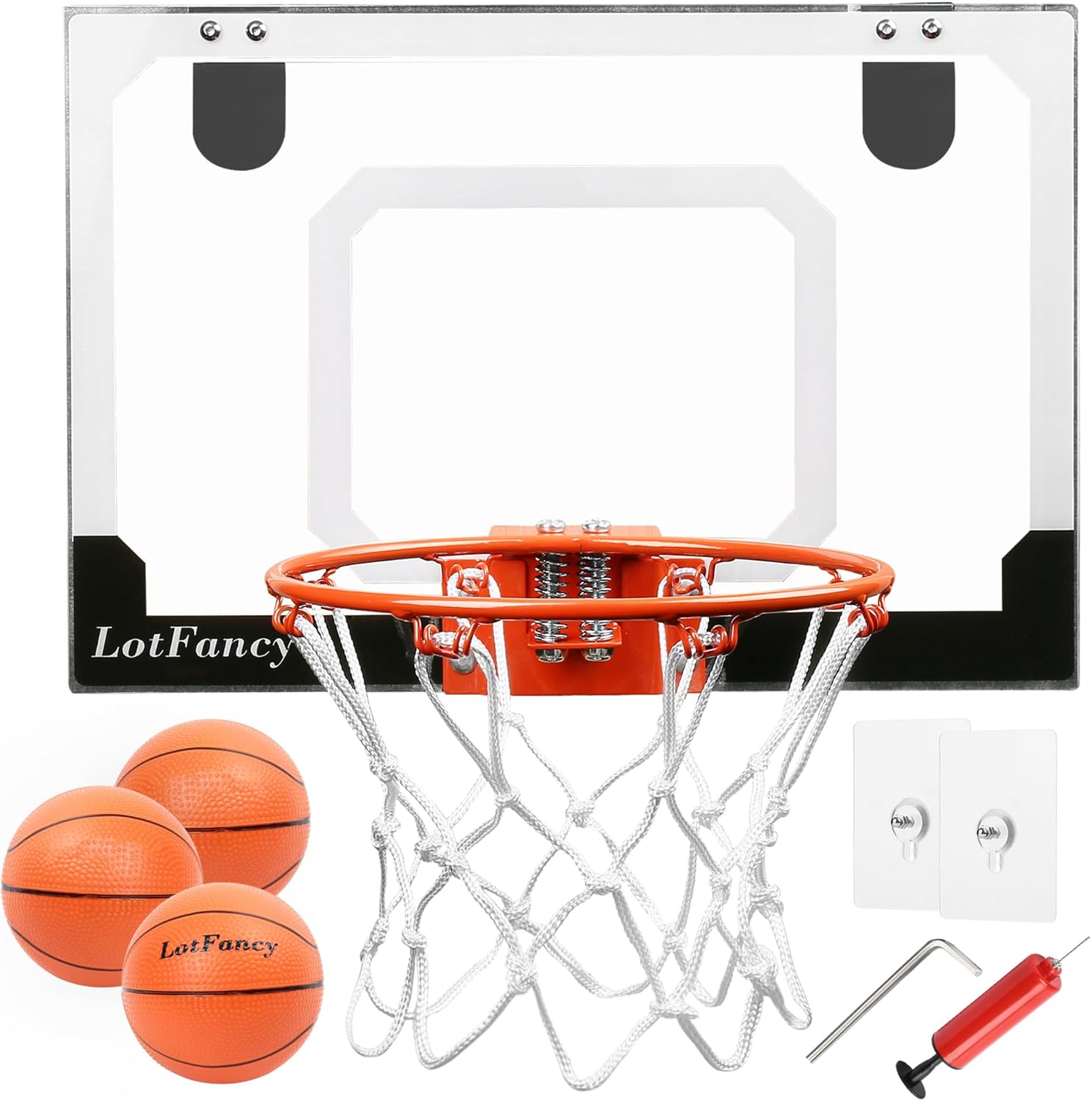 LotFancy Mini Basketball Hoop for Door, 17.5 x 12'' Basketball Hoop Indoor for K...